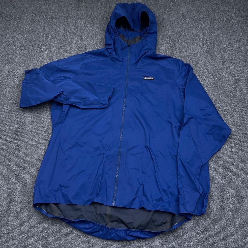Patagonia Dirt Roamer Jacket Men XL Superior Blue Hooded Full Zip Packable 24381